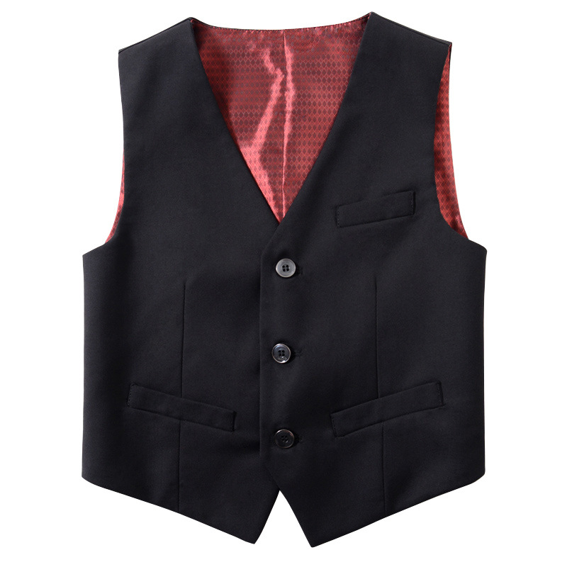 Picture of Children's black suit waistcoat boys flower girl dress performance clothing British fashion fan solid color vest a generation of hair