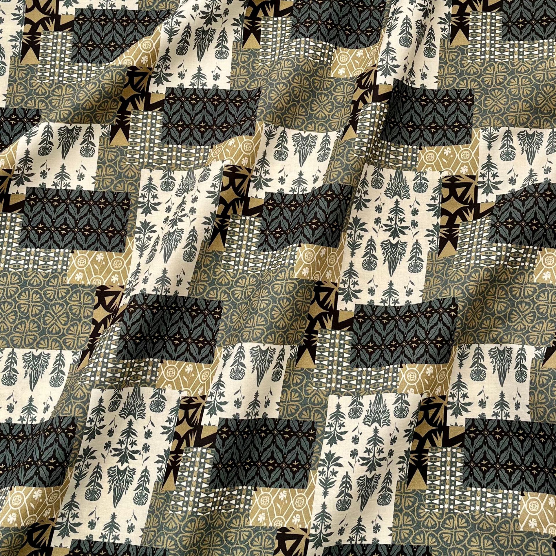 Picture of Cotton 60-Count Poplin Digital Printing Ethnic Style Patchwork Bags Cheongsam Dress Home Wear Fabric