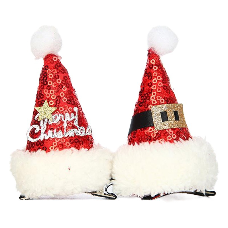 Christmas Adult Children's Decorations Plush Christmas Hat Hairpin Party Performance Cartoon Decoration Hairpin Selling Cute Headwear