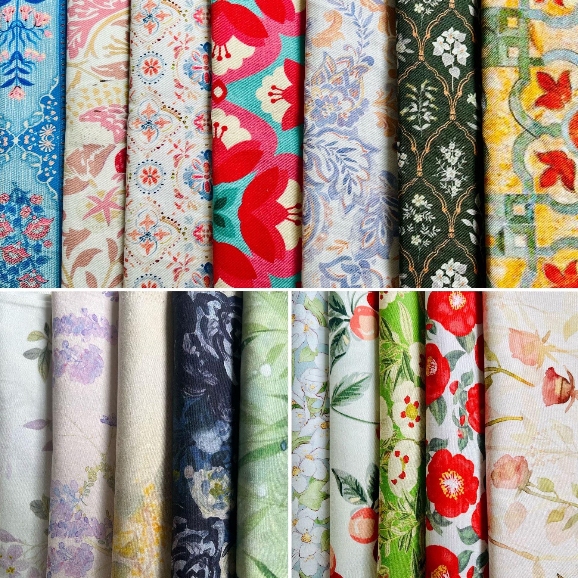 New Chinese-Style Floral Cotton Twill Fine Sail 1.5m Width 1.0m Price Bag Jacket Vest Handmade DIY Fabric