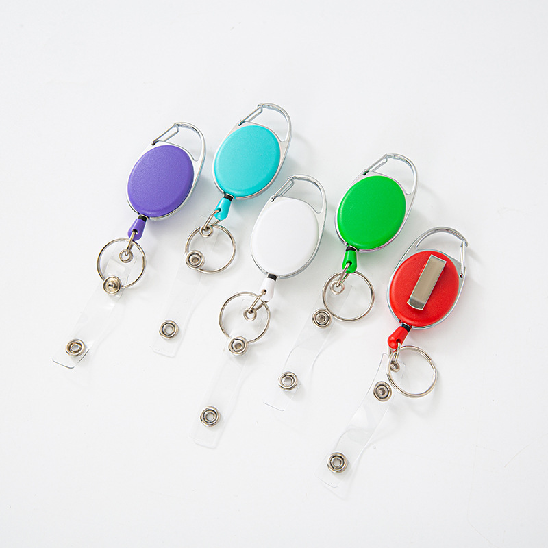 Picture of Oval Outdoor Solid Color Solid Color Easy Pull Buckle Easy Pull Retractable Buckle Wire Pull Cable ID Buckle Retractable Keychain