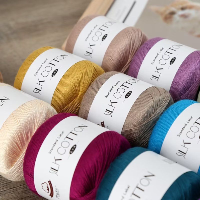No. 6 Lace Thread Real Silk Cotton Thread Pure Handmade Knitted Doll Material Bag diy Crochet Wool Group Hat Clothes