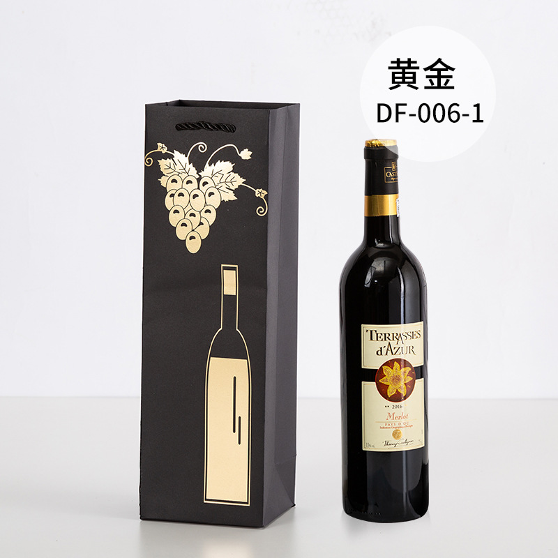 Picture of Red Wine Portable Paper Bag in Stock Hot Stamping Practical Red Wine Gift Packaging Bag Wine Portable Paper Bag Wholesale