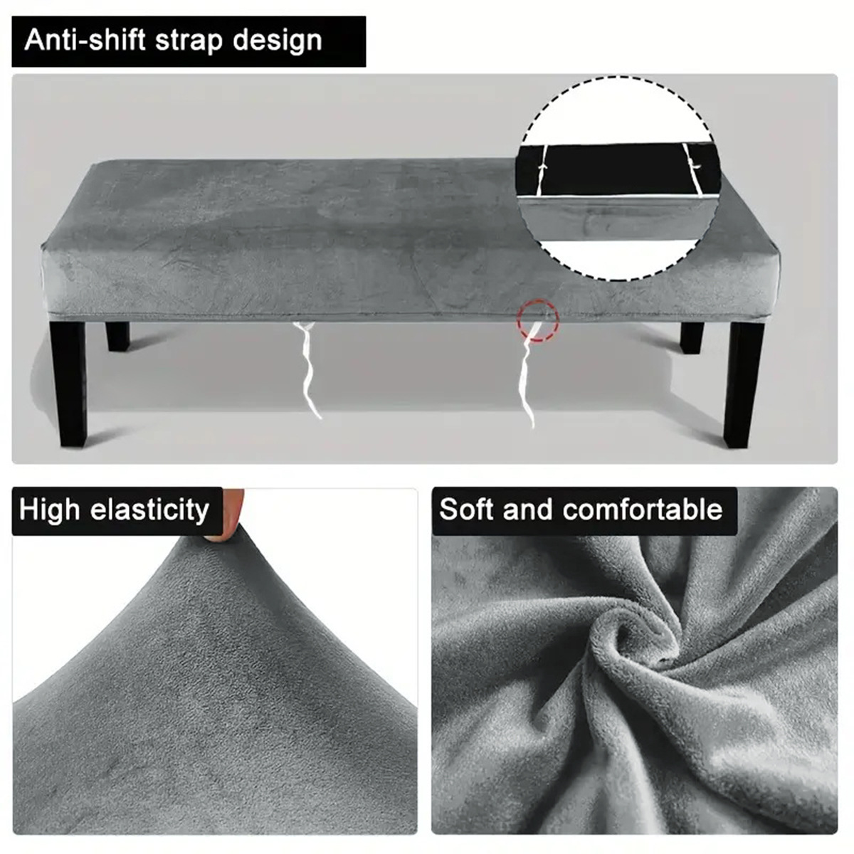 Picture of Cross-border silver fox velvet long stool cover with rope elastic all-inclusive stool cover dust-proof cross-border bench chair cover manufacturers wholesale