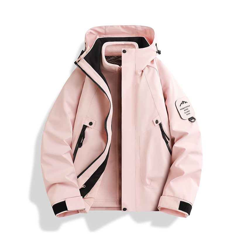 Picture of Three-in-one women's detachable autumn and winter two-piece outdoor windbreaker jacket men's water-repellent plus size mountaineering suit