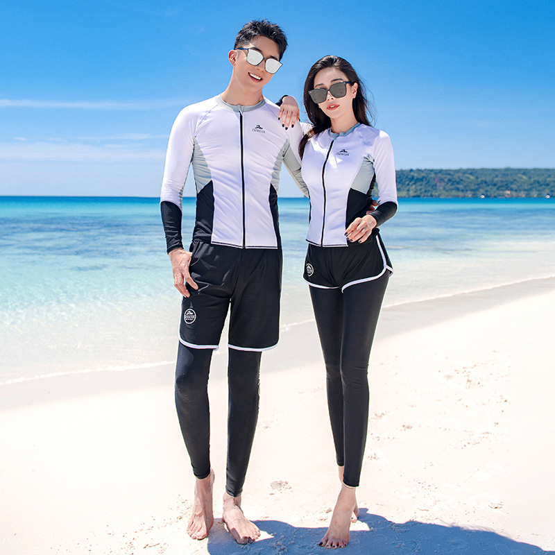 South Korea couple diving suit 2024 summer fashion new long sleeve split sports swimsuit conservative surfing swimsuit