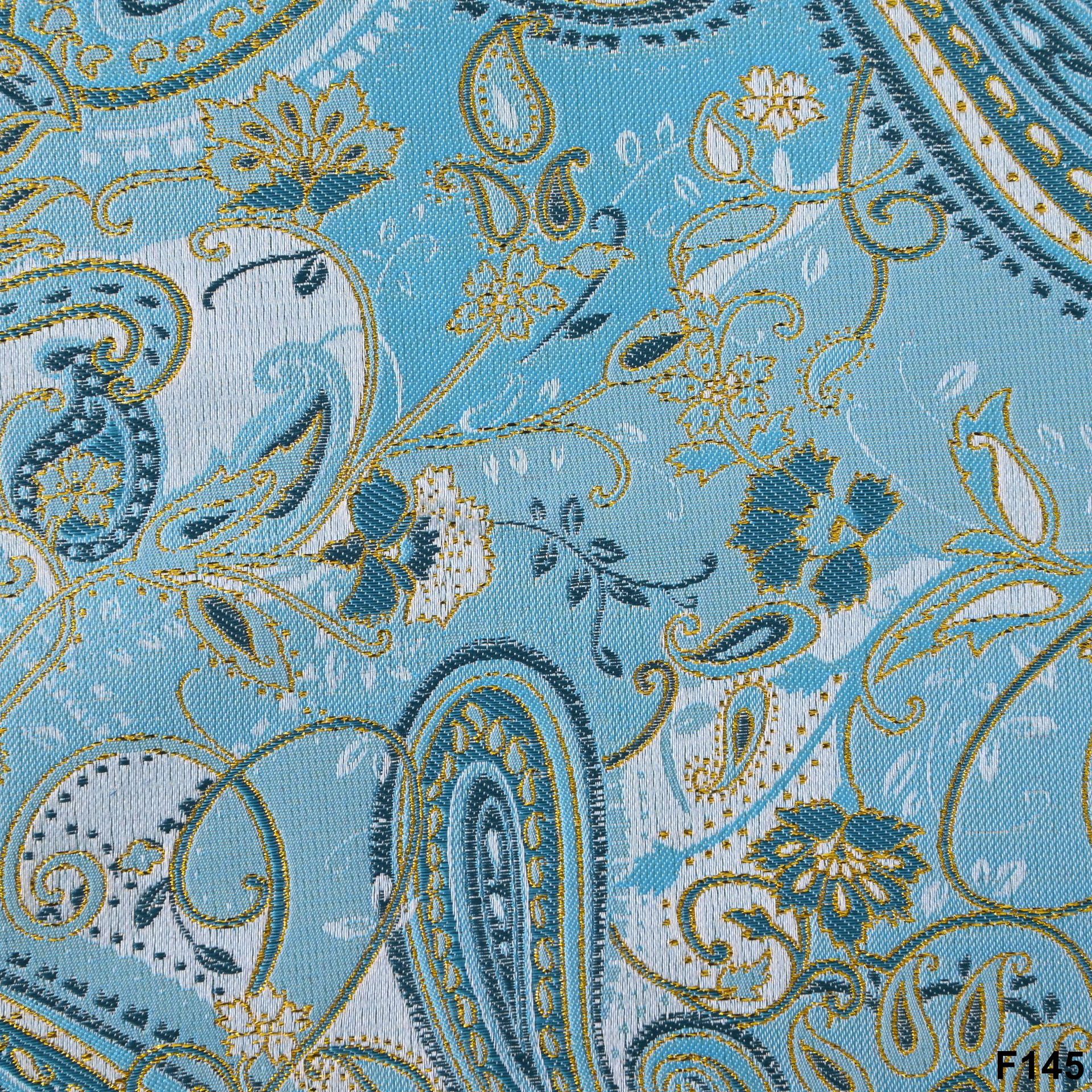 Light Luxury Blue Gold Paisley Jacquard Suit Fabric Light Business Wedding Groom Casual High-End Clothing Fabric