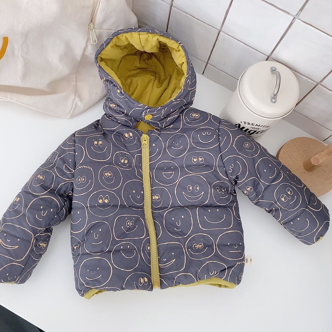 Picture of Children's winter outerwear cotton-padded clothes Korean style children's clothing baby hooded cotton-padded clothes baby winter clothes fleece-lined thickened cotton-padded clothes