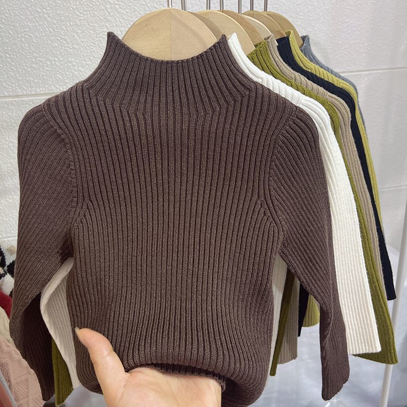 Picture of [in stock middle school boys and girls half high collar turtleneck sweater autumn and winter new children's inner base sweater Joker