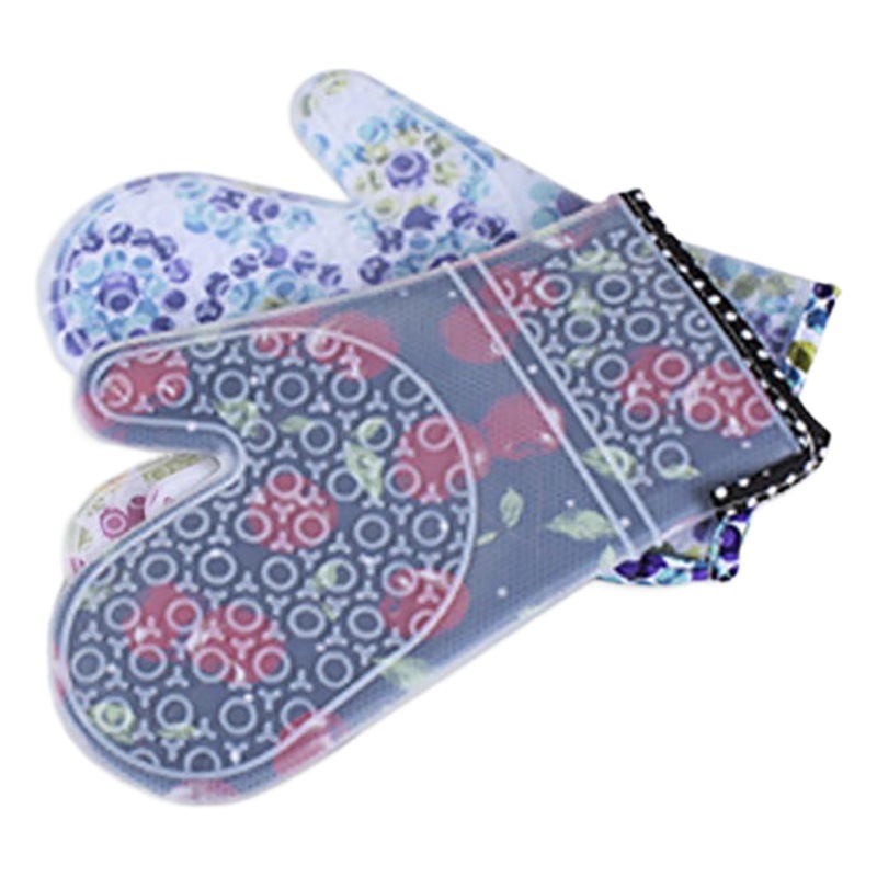 Baking tools thickened cotton silicone gloves kitchen gloves oven microwave insulation gloves