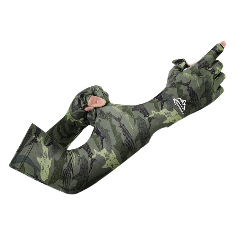 Ice Silk Sunscreen Sleeve Men's Outdoor Luya Fishing Riding Sunshade Sleeve Finger Breathable Sunscreen Gloves XG47