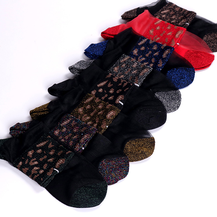 Picture of Independent packaging crystal stockings tube spring and autumn new ladies silver socks cotton bottom socks wholesale skin-transparent women's socks