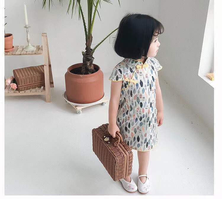 Picture of Girls Cheongsam Children Cheongsam Summer Little Girl Cheongsam Dress Chinese Style Retro Dress Baby Girl Princess Dress