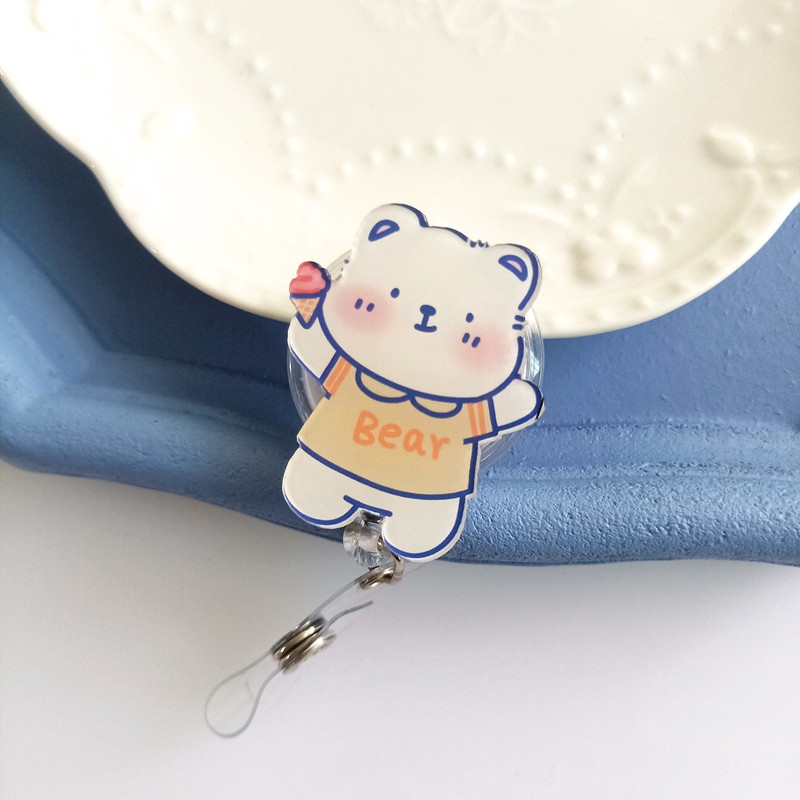 Picture of Nurse Badge clip cute bear rabbit cartoon easy pull buckle easy pull staff brand badge telescopic buckle