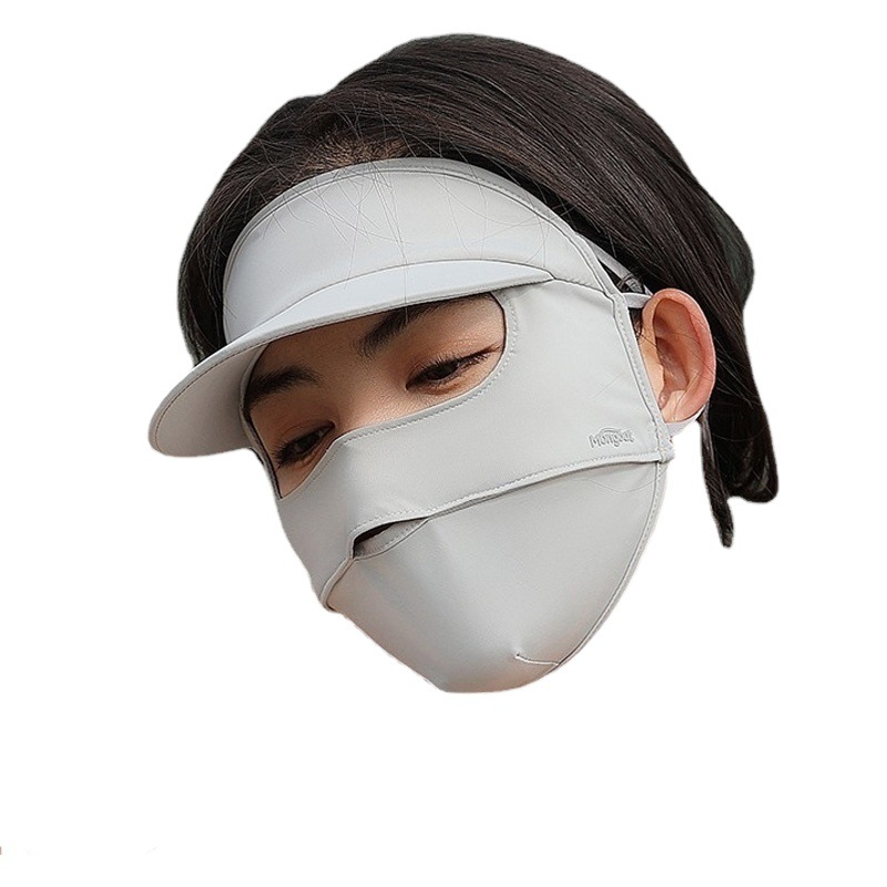 Face Covering Sunscreen Mask Women's Anti-UV Face Mask Summer Sunscreen Hat Integrated Driving Ice Silk Face Gini