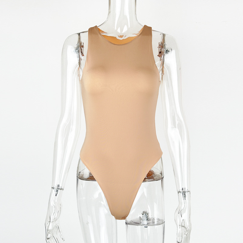 Picture of 2025 Summer New Amazon Women's European and American Tight Sleeveless Top Double Layer Vest Jumpsuit Bodysuit