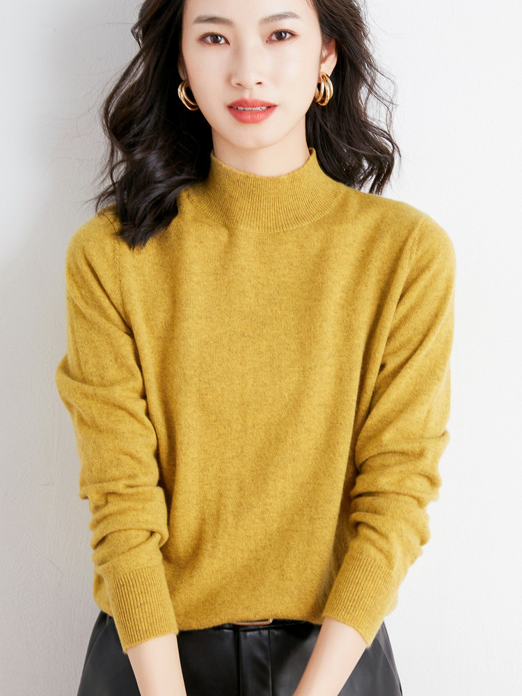 Picture of 2022 Spring and Autumn New Women's Loose Half-turtleneck Wool Knitwear Pullover Base Shirt Sweater