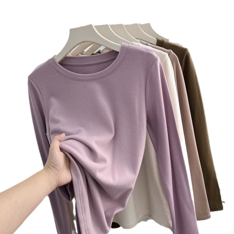 Outlets ~ Clearance Withdrawal Cabinet Sanding Thickened Crewneck Backing Shirt Women's Autumn and Winter New Gentle Long Sleeve T-Shirt Top