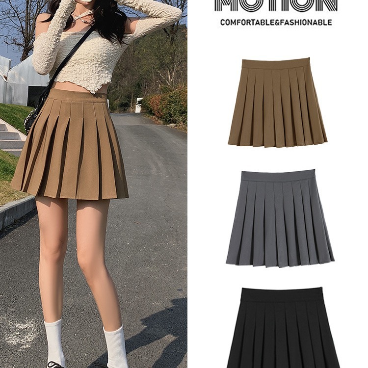 Pleated Skirt Women's 2023 Autumn and Winter New Anti-glare JK Short Skirt Small High Waist Woolen Suit A- line Skirt