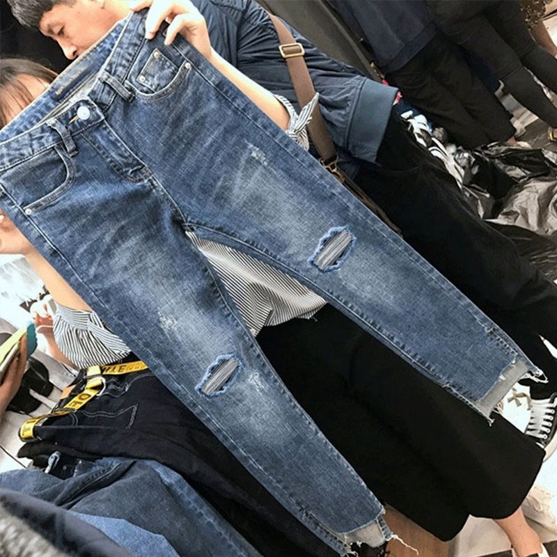 Picture of 2020 Jeans Women's Summer Slimming Hong Kong Style Skinny Pants Slim-fit Students Korean-style High Waist Ankle-length Pencil Pants