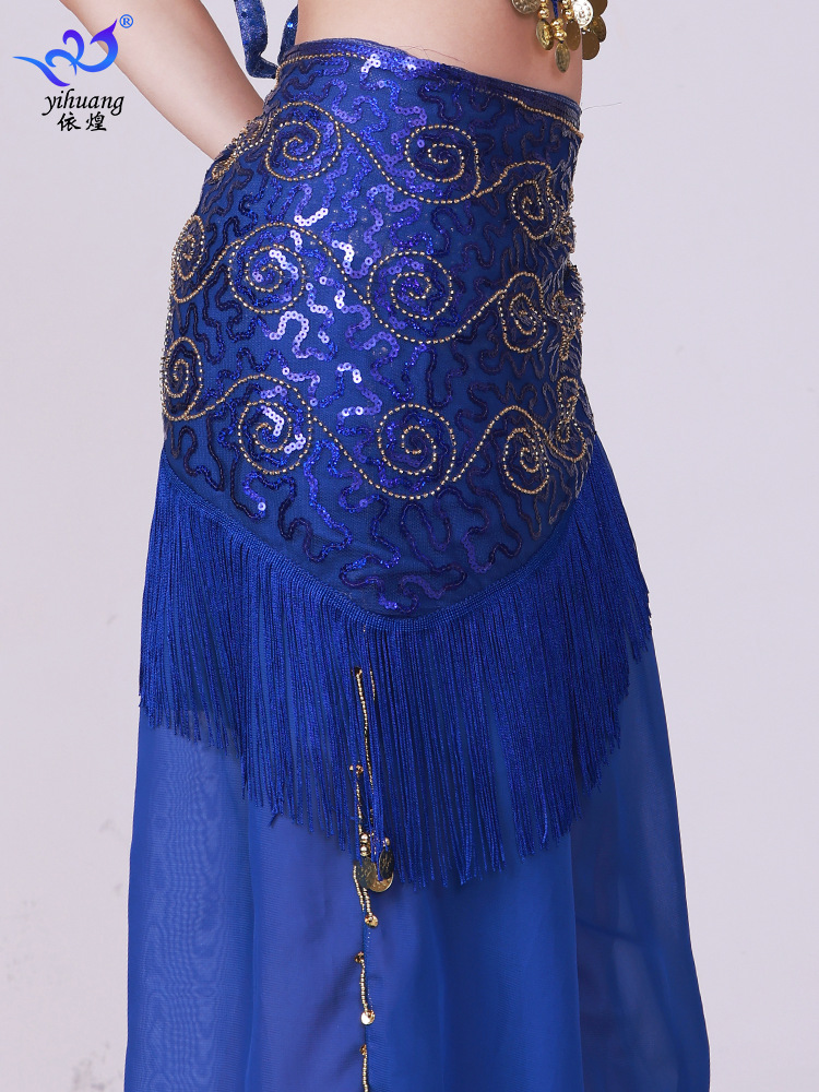 Belly Dance Hip Scarf Latin Dance Sequined Triangle Scarf Dance Waist Ornament Tassel Triangle Scarf Performance Hip Scarf Waist Chain