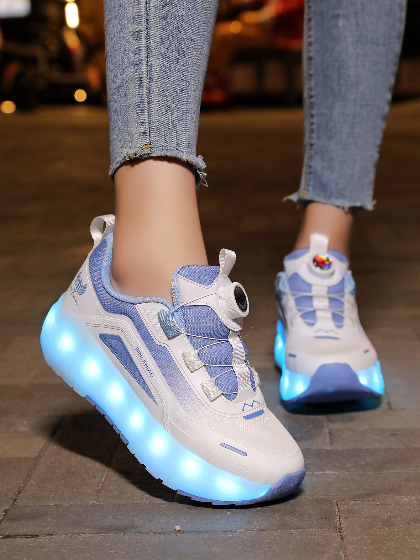 Boys' Four-Wheel Shoes: Rechargeable Light-Up Transforming Roller Skates, High-Tech Students, Girls, and Adult Roller Skates