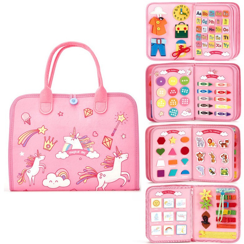 Cross-border children's wool learning board new multi-page puzzle new product Monte Junli toy early education felt busy board