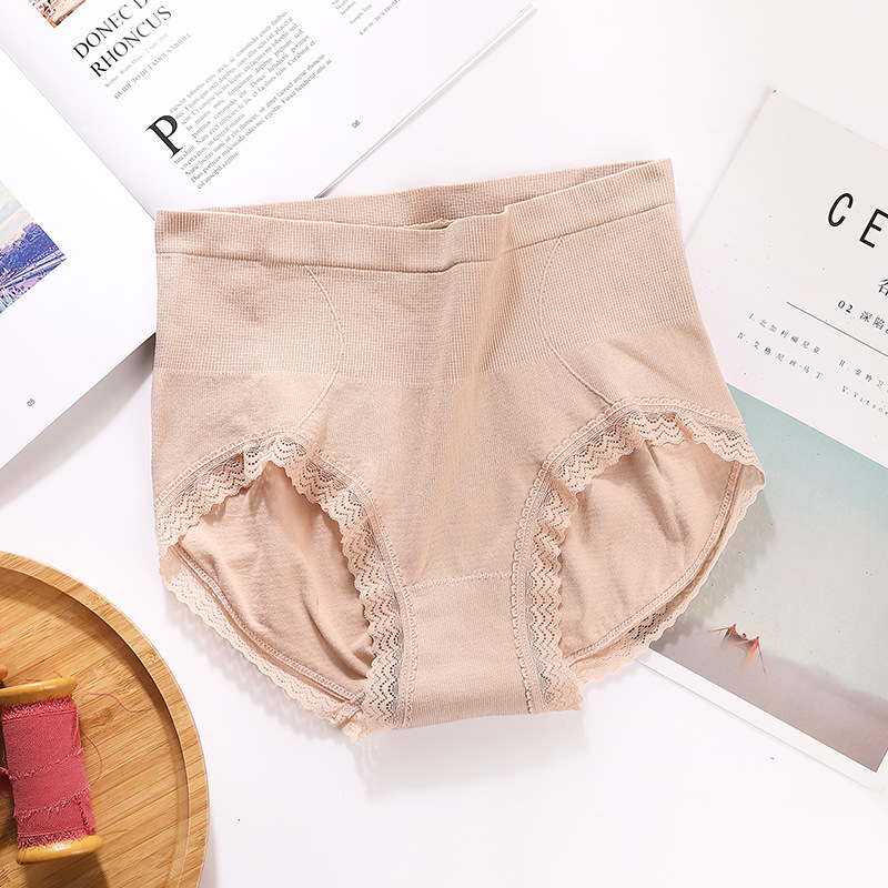 Picture of New Lace High Waist plus size Belly Tinting Hip Seamless Breathable Graphene Bottom Profile Briefs Seamless Women's Underwear