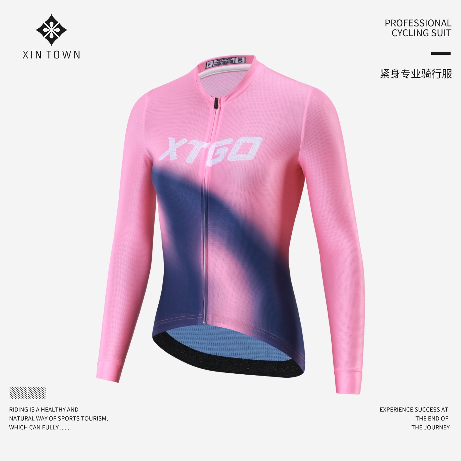 XINTOWN Dolphin Shadow Riding Clothing Women's Moisture Absorption and Sweat-wicking Road Bike Riding Clothing Long Top Spring and Summer Women