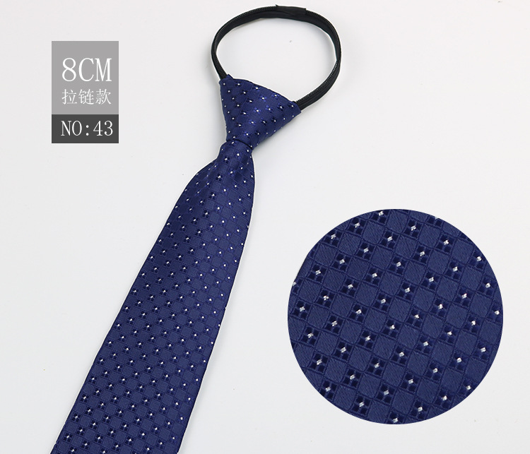 Picture of Factory Black Men's Tie Striped Blue Business Tie Lazy People Knot Free Zipper Tie in stock Wholesale