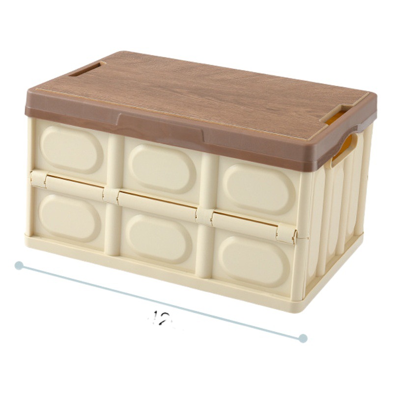 Outdoor Camping Storage Box Foldable Camping Storage Box Sundries Storage Box Wooden Lid Equipment Small Table Storage Box