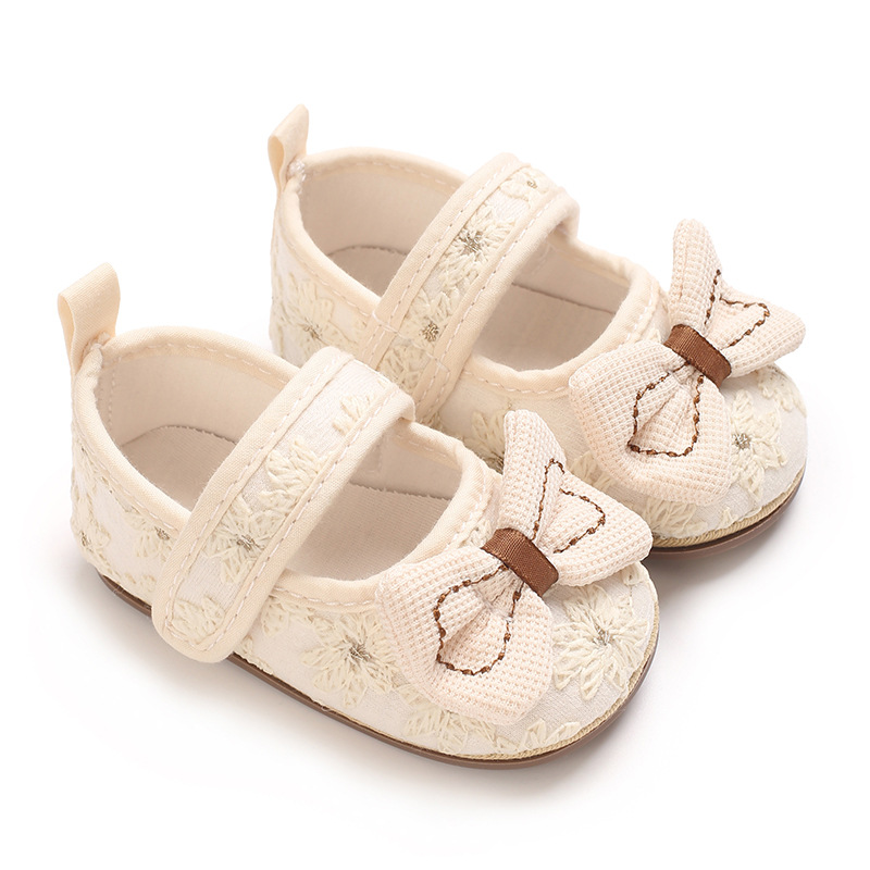 24-year-old new baby cute bow princess shoes 0-1-year-old toddler newborn one hundred days old will not fall off