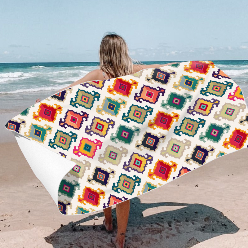 Picture of New Cross-Border Amazon European and American Double-Sided Velvet Quick-Drying Bath Towel Customizable Printed Towel Beach Swimming Beach Towel