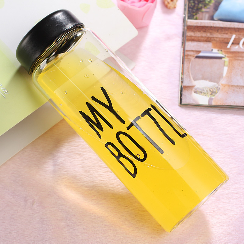 Picture of Muji Pingdi Ins Style Portable Cover Silicone Rope Plastic Water Bottle Simple Portable Water Cup Large Capacity Art