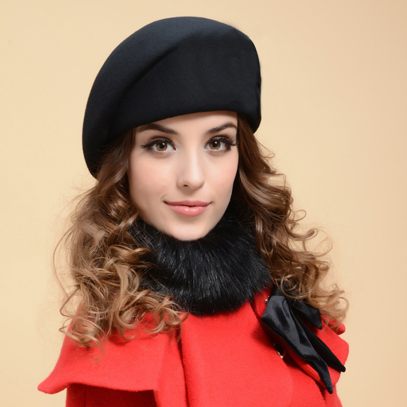 Easiest for Match Wool Hat for Women in Autumn and Winter Korean Style British Outdoor Fashion Casual Beret Stewardess Hat Warm Beret Hat