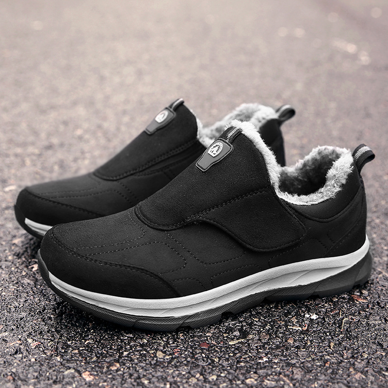 2024 autumn and winter plus size elderly cotton fleece-lined walking shoes middle-aged and elderly casual shoes hook and loop soft bottom women's shoes men