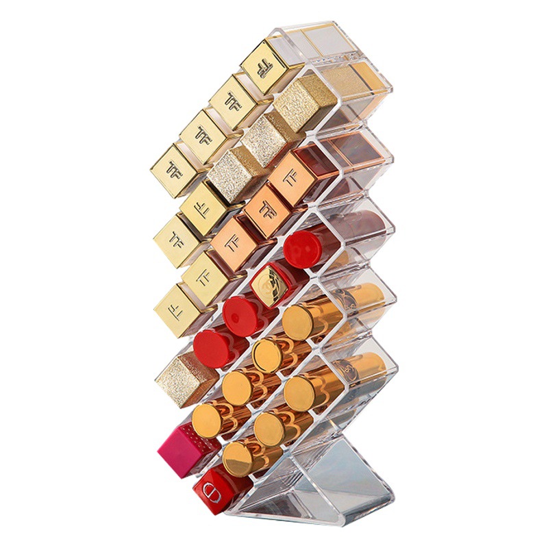 Internet Celebrity Lipstick Storage Box Dust-Proof Desktop Lip Glaze Multi-Grids Cosmetics Lipstick Rack Organizer Box Storage Transparent