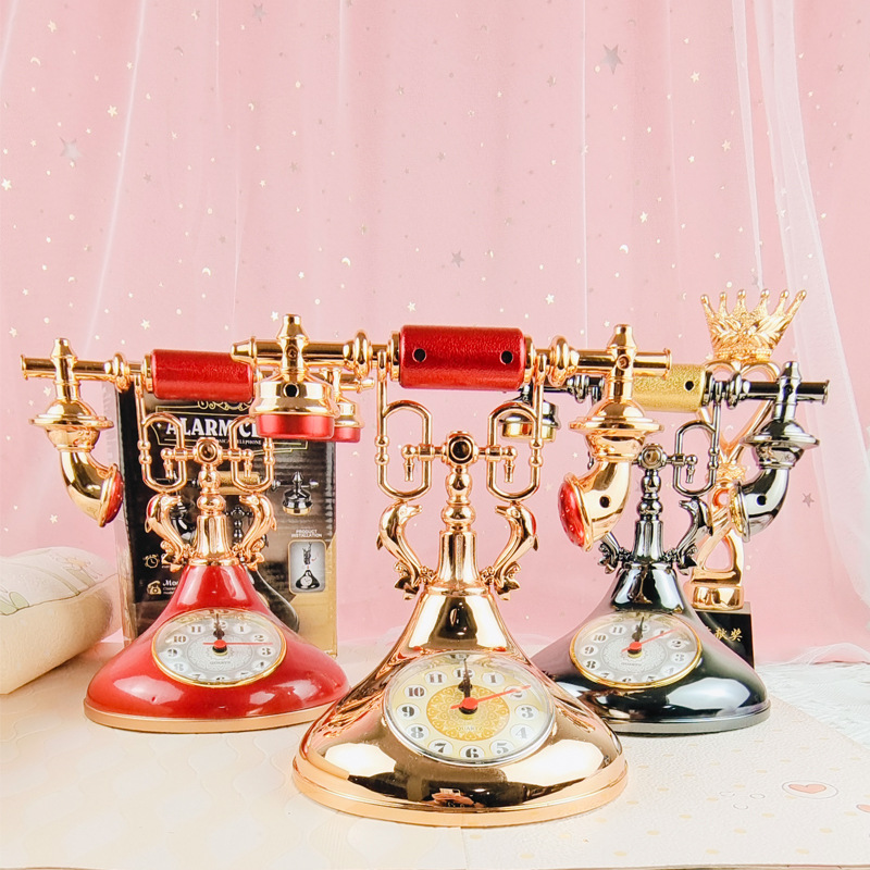 European-style antique telephone alarm clock fashion home decoration student bedside clock gift department store wholesale