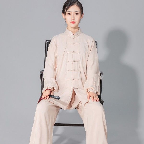 Picture of Long sleeve cotton silk Tai chi practice clothes summer men's and women's 5-color fitness clothes suit tai chi morning exercise performance clothing