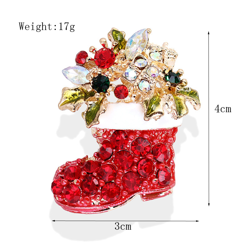 Picture of Lanhao European and American New Fashion Christmas Brooch Christmas Tree Shoes Elk Wreath Snowflake Bell Pin Women