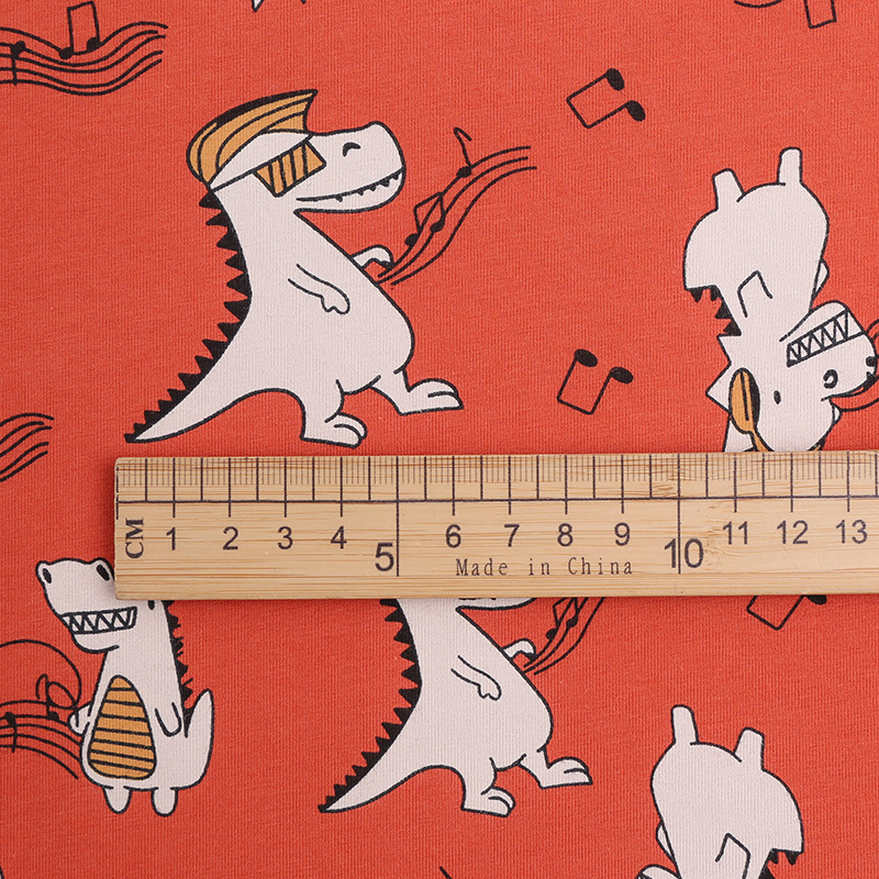 Picture of Lycra Cotton Cartoon Printed Sweat Fabric Spandex Stretch Knitted Fabric Combed Cotton Children's Underwear suit T-shirt Fabric