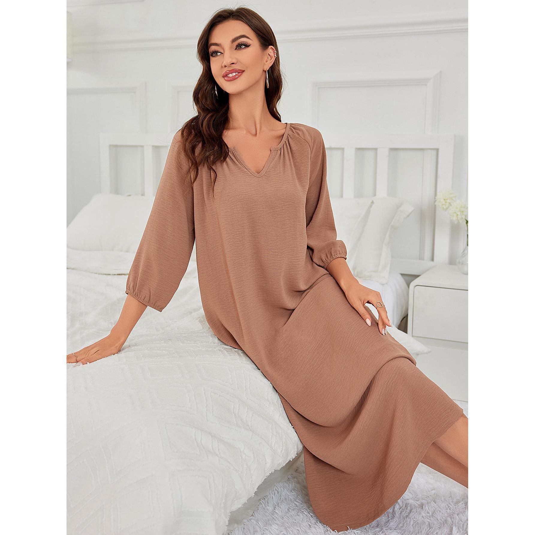 Amazon European and American Style Pajamas Spring and Summer Thin Long-Sleeved Nightgown Women's Cross-Border Independent Station Clothing