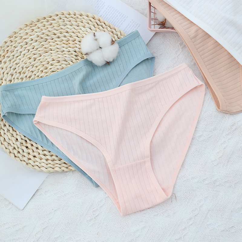 Pure Cotton Underwear for Women 40 Count Needle Cute Girl Underwear Mid-Waist Large Size Breathable Triangle Women's Underwear Cross-Border