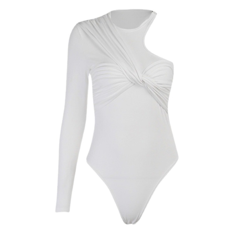 Picture of Amazon Knitted White One-Shoulder Jumpsuit 2024 Spring European and American Clothing Sexy Fashion Casual Tops for Women