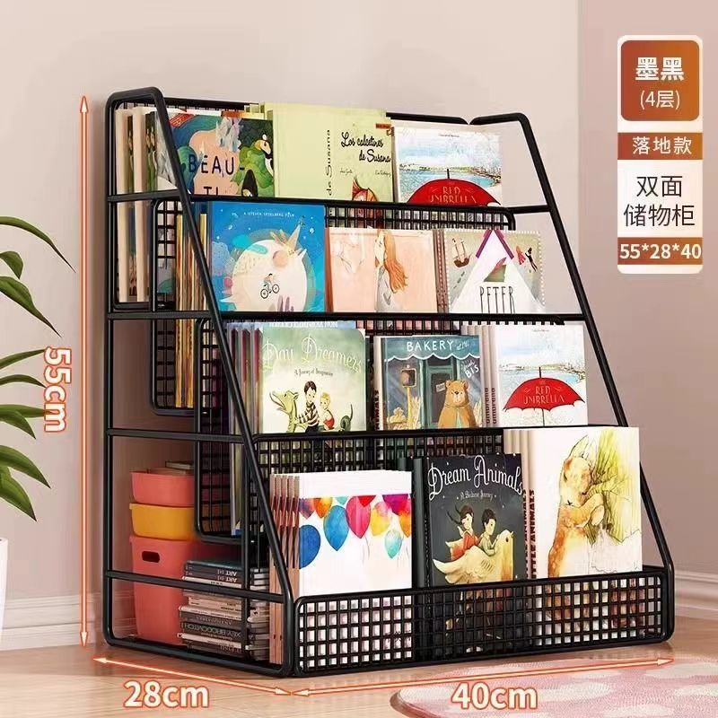 Picture of Picture book storage rack, movable bookshelf under the table, storage shelf, floor wheel, home reading rack, baby children's bookcase