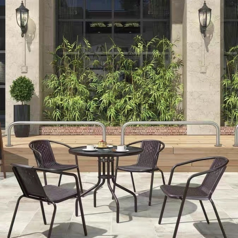Outdoor table and chairs, balcony, open-air chairs, simple living room, modern milk tea shop, wrought iron outdoor courtyard combination, home leisure