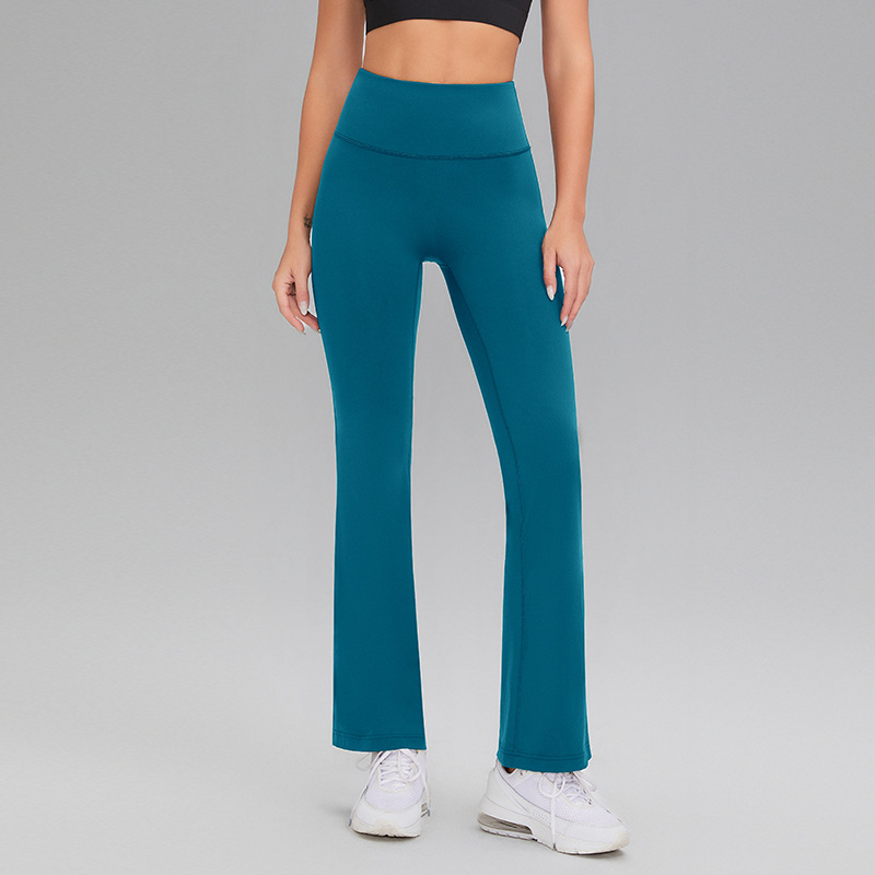 Picture of Lycra High-elastic Naked Shark Pants Hip-lifting High Waist Slimming Wide Leg Sports Fitness Flared Pants Women's Outer Wear Yoga Pants