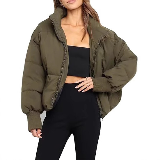 Cross-Border 2025 Popular Cotton-Padded Jacket for Women, European and American Loose Slimming Warm Short Lazy Style down Cotton Coat