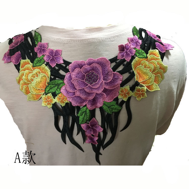 Taiwan Art Embroidery Explosions Embroidery Water Soluble Quality Collar Lace Suitable for Major Mothers Clothing Factory Outlet