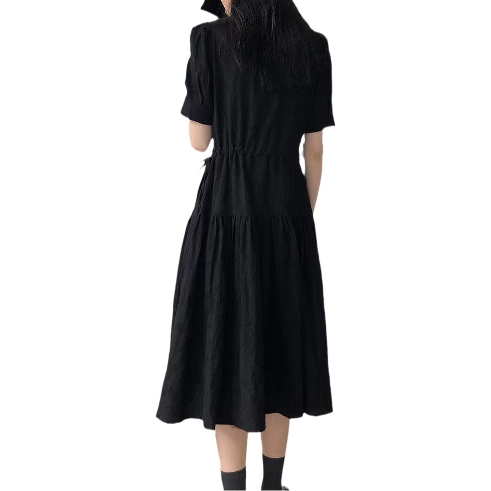 Pregnant women's dress summer over-the-knee dress fashionable elegant loose fashionable slimming black dress high-end